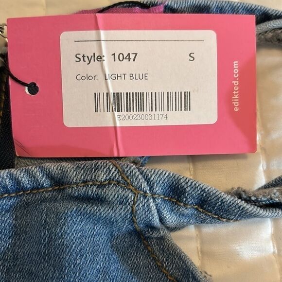 NEW EDIKTED small denim blue jeans flare - Picture 4 of 5